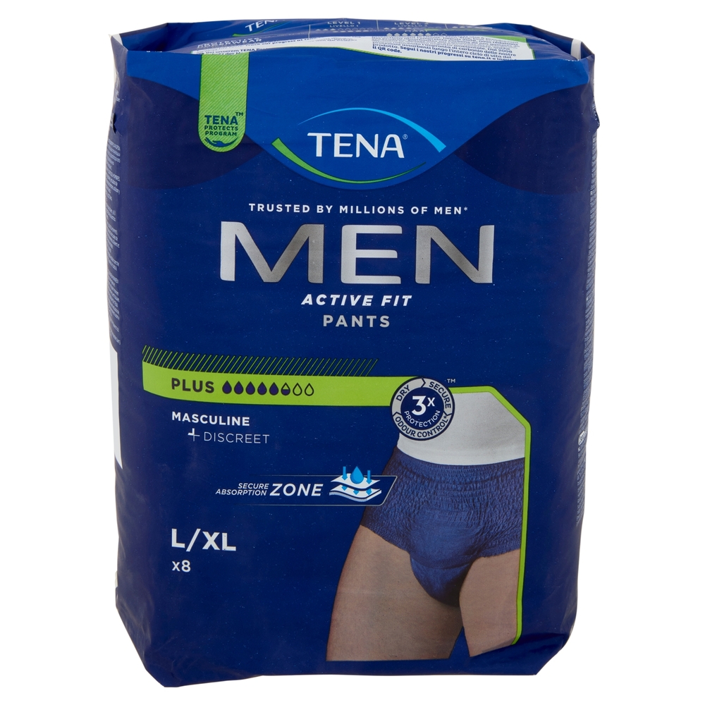 Tena Men Active Fit Pants Plus Size L 8 Pz